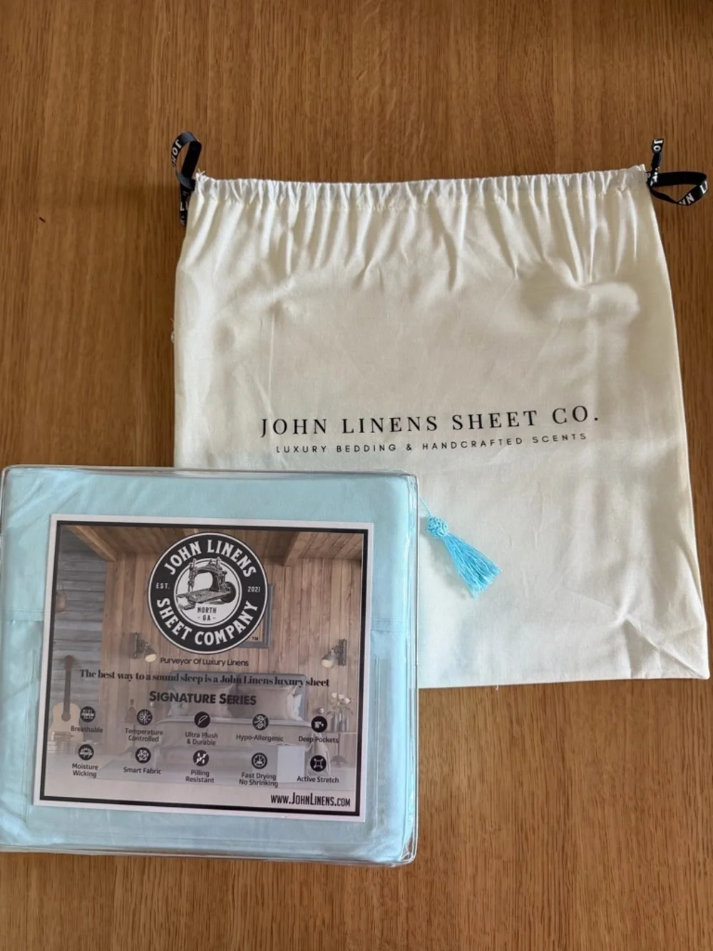 John Linens Twin XL Light Blue Sheet Set Hotel Luxury Dorm Bedding Cooling Soft